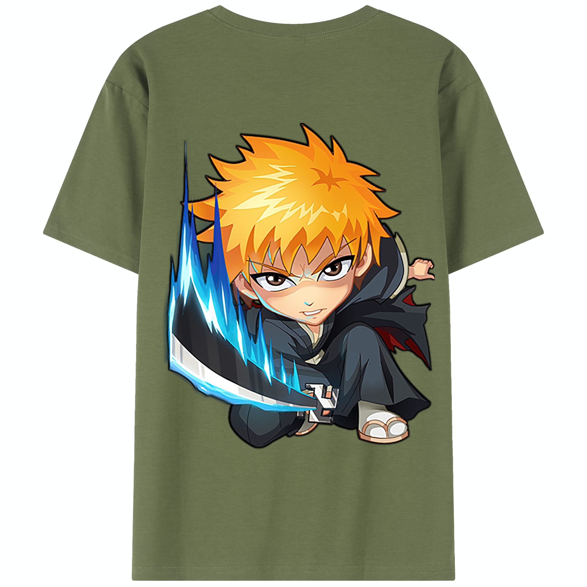 （画像用） ブリーチ 黒崎一護（くろさき いちご）BLEACH Kurosaki Ichigo 綿100％半袖Tシャツ（背面プリント）